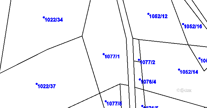 Parcela st. 1077/1 v KÚ Lukavec u Bílovce, Katastrální mapa