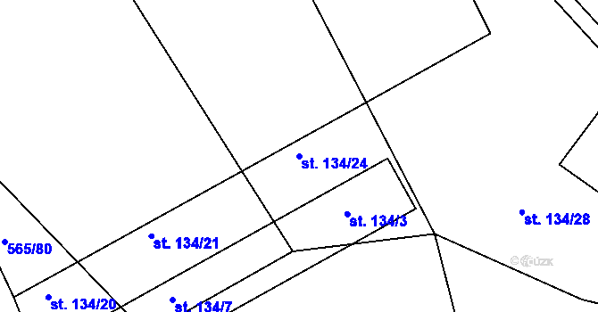 Parcela st. 134/24 v KÚ Lukavec u Bílovce, Katastrální mapa