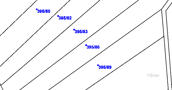 Parcela st. 395/86 v KÚ Lukavec u Bílovce, Katastrální mapa