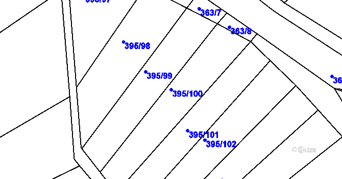 Parcela st. 395/100 v KÚ Lukavec u Bílovce, Katastrální mapa