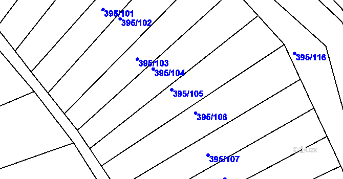 Parcela st. 395/105 v KÚ Lukavec u Bílovce, Katastrální mapa