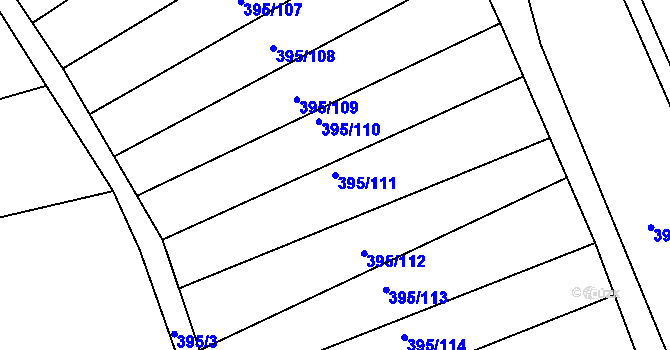 Parcela st. 395/111 v KÚ Lukavec u Bílovce, Katastrální mapa