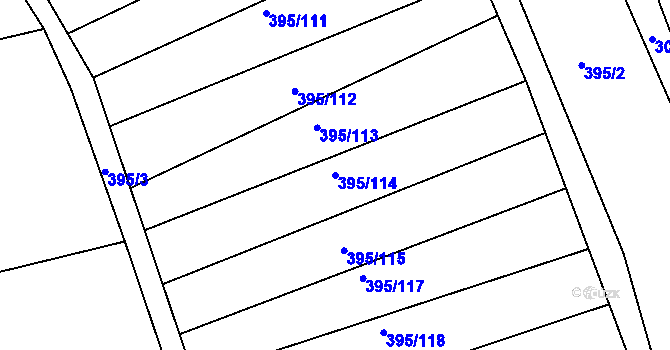 Parcela st. 395/114 v KÚ Lukavec u Bílovce, Katastrální mapa