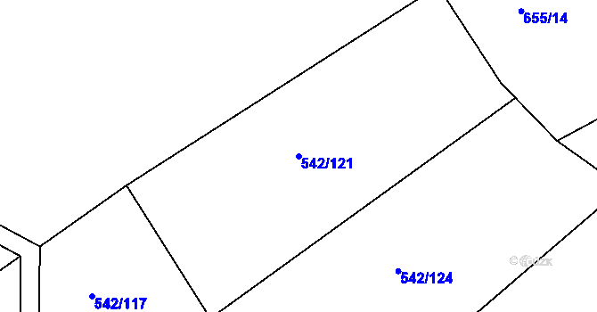 Parcela st. 542/121 v KÚ Lukavec u Bílovce, Katastrální mapa