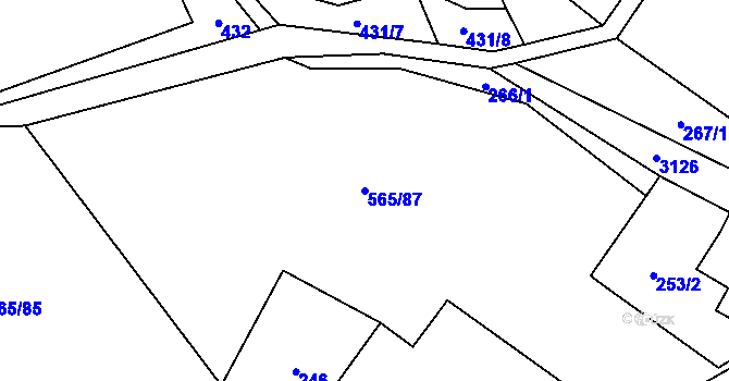 Parcela st. 565/87 v KÚ Lukavec u Bílovce, Katastrální mapa