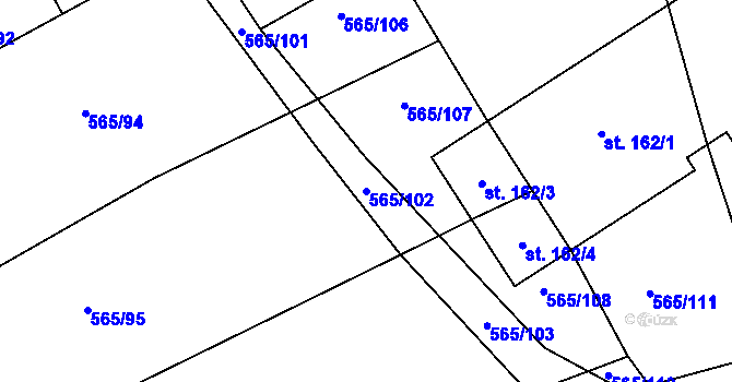 Parcela st. 565/102 v KÚ Lukavec u Bílovce, Katastrální mapa
