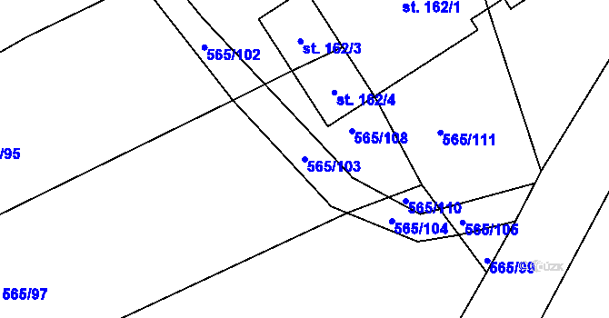 Parcela st. 565/103 v KÚ Lukavec u Bílovce, Katastrální mapa