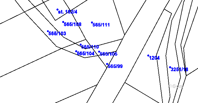 Parcela st. 565/105 v KÚ Lukavec u Bílovce, Katastrální mapa