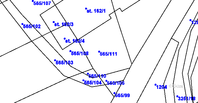 Parcela st. 565/111 v KÚ Lukavec u Bílovce, Katastrální mapa