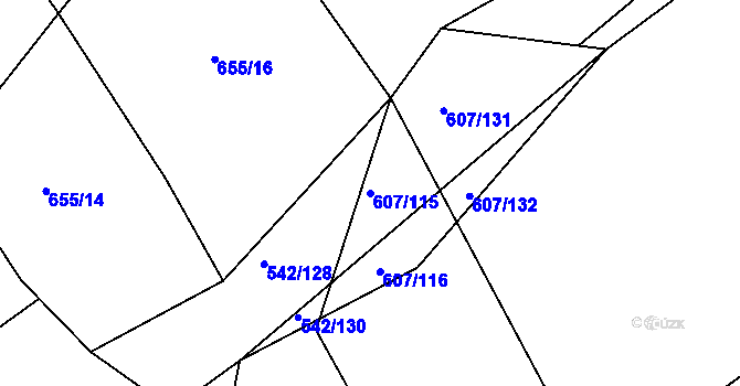 Parcela st. 607/115 v KÚ Lukavec u Bílovce, Katastrální mapa
