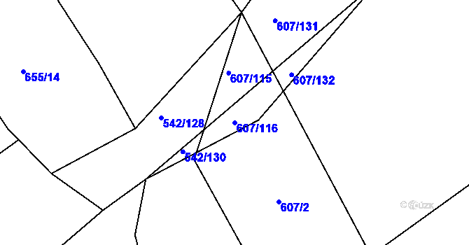 Parcela st. 607/116 v KÚ Lukavec u Bílovce, Katastrální mapa