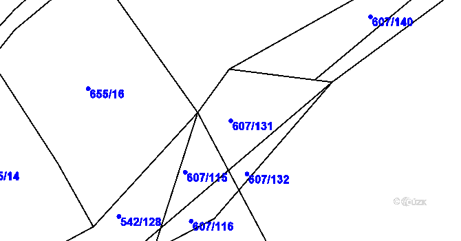 Parcela st. 607/131 v KÚ Lukavec u Bílovce, Katastrální mapa