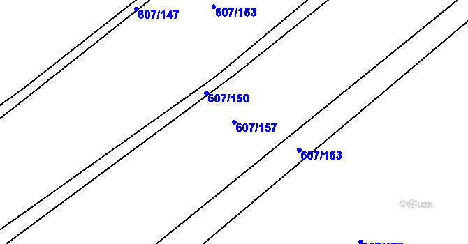 Parcela st. 607/157 v KÚ Lukavec u Bílovce, Katastrální mapa