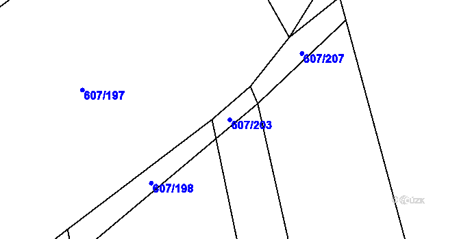 Parcela st. 607/203 v KÚ Lukavec u Bílovce, Katastrální mapa