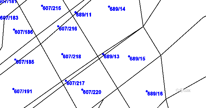 Parcela st. 689/13 v KÚ Lukavec u Bílovce, Katastrální mapa