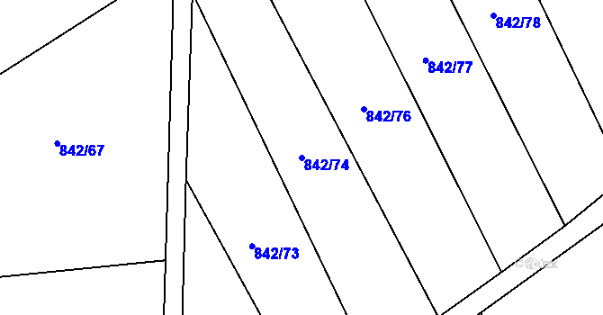 Parcela st. 842/74 v KÚ Lukavec u Bílovce, Katastrální mapa