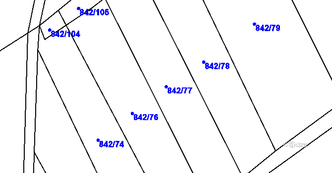 Parcela st. 842/77 v KÚ Lukavec u Bílovce, Katastrální mapa