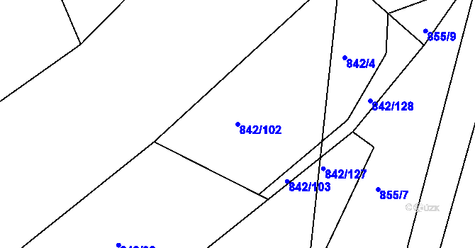 Parcela st. 842/102 v KÚ Lukavec u Bílovce, Katastrální mapa