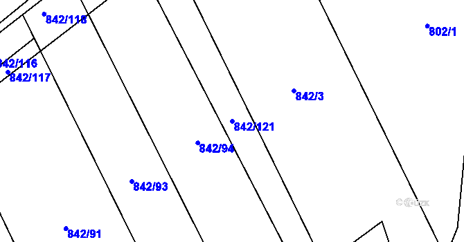 Parcela st. 842/121 v KÚ Lukavec u Bílovce, Katastrální mapa