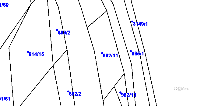 Parcela st. 982/11 v KÚ Lukavec u Bílovce, Katastrální mapa