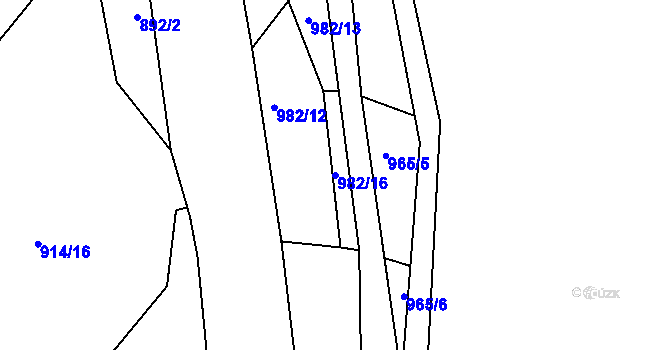 Parcela st. 982/16 v KÚ Lukavec u Bílovce, Katastrální mapa