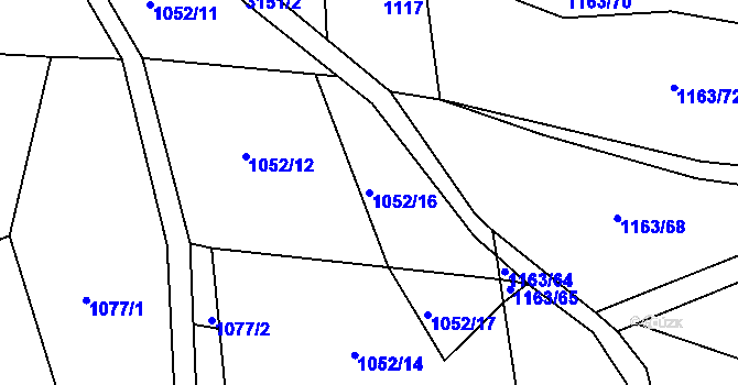 Parcela st. 1052/16 v KÚ Lukavec u Bílovce, Katastrální mapa