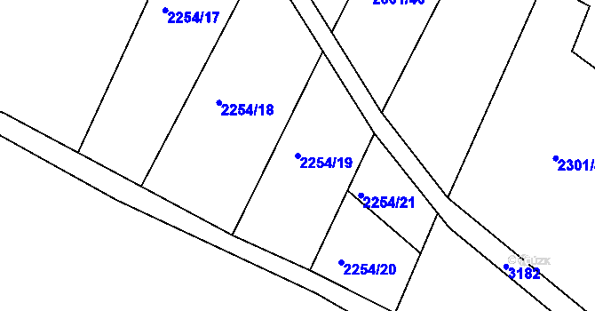 Parcela st. 2254/19 v KÚ Lukavec u Bílovce, Katastrální mapa