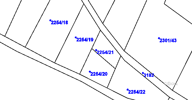 Parcela st. 2254/21 v KÚ Lukavec u Bílovce, Katastrální mapa