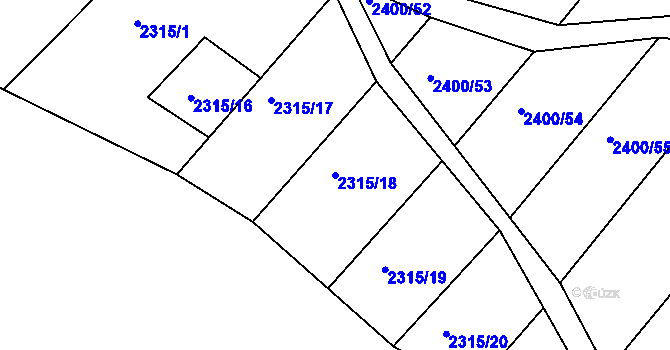 Parcela st. 2315/18 v KÚ Lukavec u Bílovce, Katastrální mapa