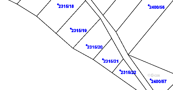 Parcela st. 2315/20 v KÚ Lukavec u Bílovce, Katastrální mapa