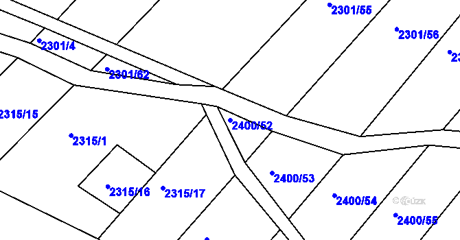 Parcela st. 2400/52 v KÚ Lukavec u Bílovce, Katastrální mapa