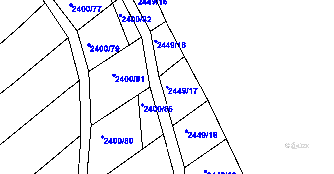 Parcela st. 2449/17 v KÚ Lukavec u Bílovce, Katastrální mapa