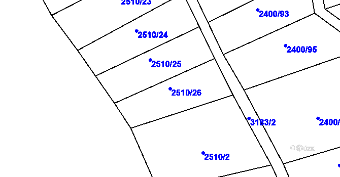 Parcela st. 2510/26 v KÚ Lukavec u Bílovce, Katastrální mapa