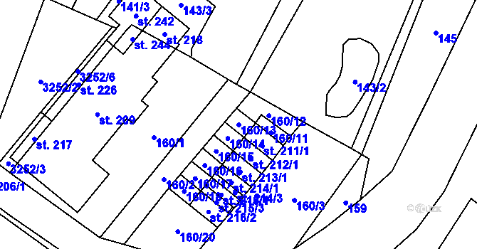 Parcela st. 160/13 v KÚ Lukavec u Bílovce, Katastrální mapa