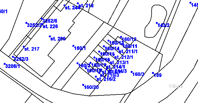Parcela st. 160/15 v KÚ Lukavec u Bílovce, Katastrální mapa