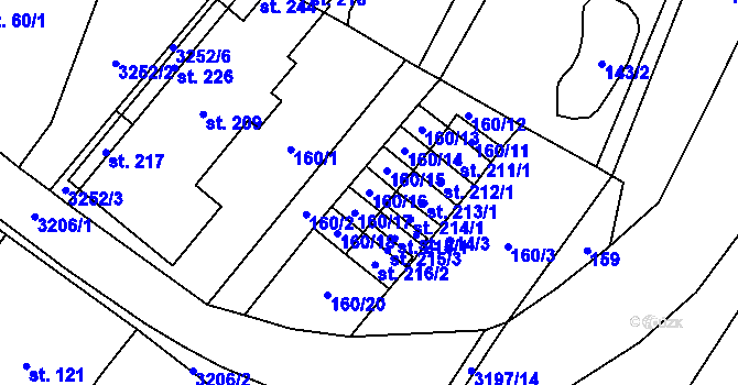 Parcela st. 160/16 v KÚ Lukavec u Bílovce, Katastrální mapa