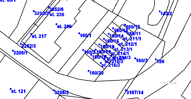 Parcela st. 160/17 v KÚ Lukavec u Bílovce, Katastrální mapa