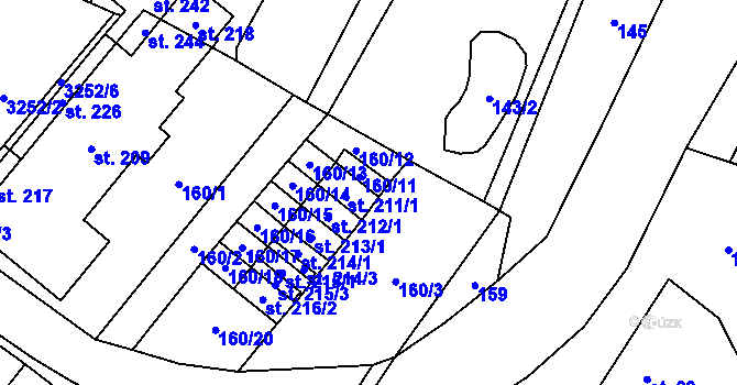 Parcela st. 211/3 v KÚ Lukavec u Bílovce, Katastrální mapa