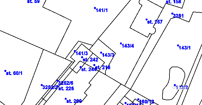 Parcela st. 143/3 v KÚ Lukavec u Bílovce, Katastrální mapa