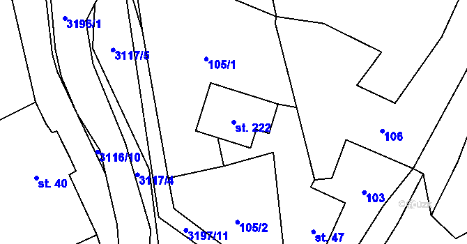 Parcela st. 222 v KÚ Lukavec u Bílovce, Katastrální mapa
