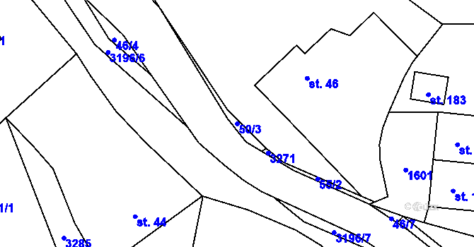 Parcela st. 50/3 v KÚ Lukavec u Bílovce, Katastrální mapa