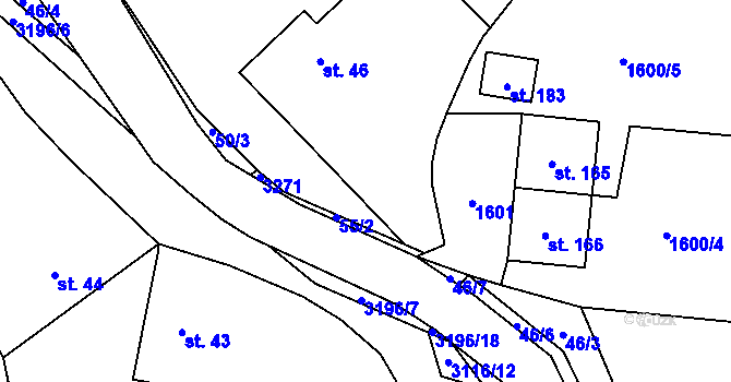 Parcela st. 55/1 v KÚ Lukavec u Bílovce, Katastrální mapa