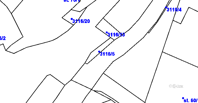 Parcela st. 3116/5 v KÚ Lukavec u Bílovce, Katastrální mapa