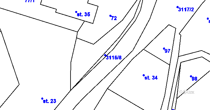 Parcela st. 3116/8 v KÚ Lukavec u Bílovce, Katastrální mapa