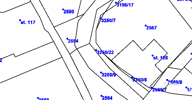 Parcela st. 3250/22 v KÚ Lukavec u Bílovce, Katastrální mapa