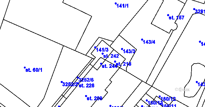 Parcela st. 242 v KÚ Lukavec u Bílovce, Katastrální mapa