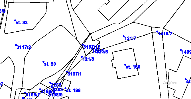 Parcela st. 121/6 v KÚ Lukavec u Bílovce, Katastrální mapa