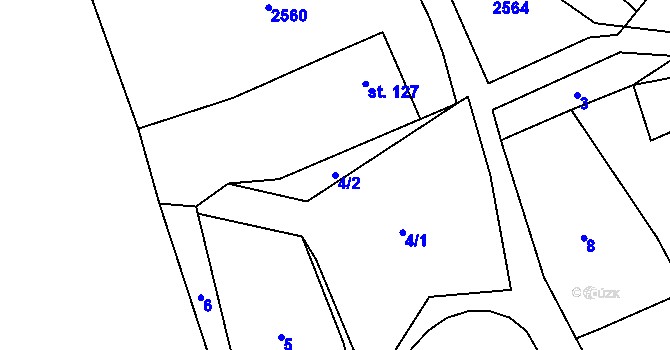 Parcela st. 4/2 v KÚ Lukavec u Bílovce, Katastrální mapa