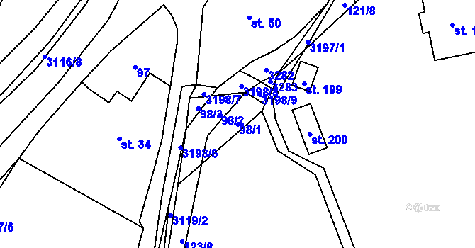 Parcela st. 98/1 v KÚ Lukavec u Bílovce, Katastrální mapa