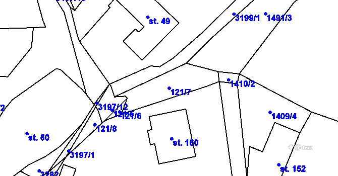 Parcela st. 121/7 v KÚ Lukavec u Bílovce, Katastrální mapa